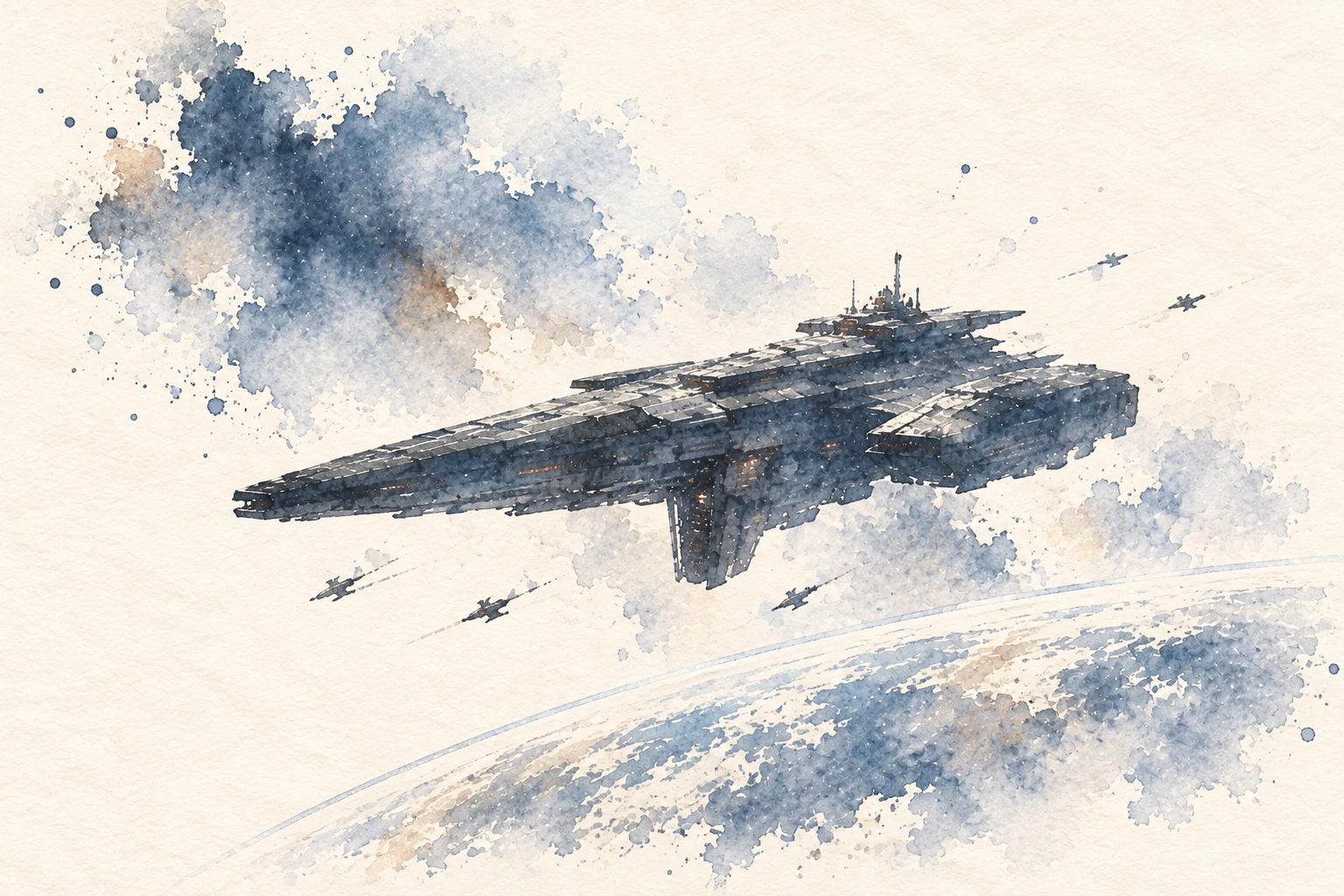 Watercolor of the Grand Roe dreadnought Magician